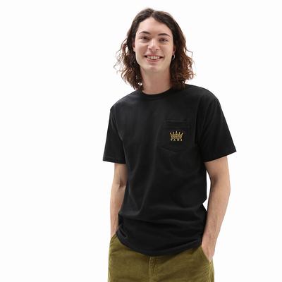 Men's Vans X Dan Lacey Off The Wall Pocket T Shirts Black | USA93510