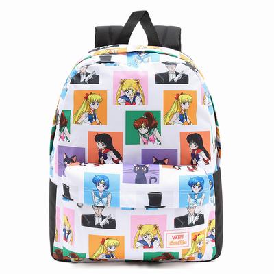 Men's Vans X Pretty Guardian Sailor Moon Old Skool IIII Backpacks White | USA94506