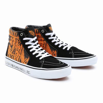 Men's Vans x One Piece Skate Sk8-Hi Sneakers Orange | USA43789