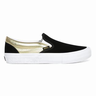 Men's Vans x Shake Junt Slip-On Pro Slip On Shoes Black / Gold | USA09428