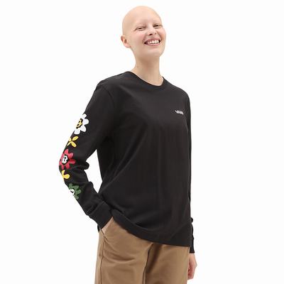 Women's Vans Anaheim Floral Long Sleeve T Shirts Black | USA82506