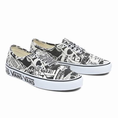 Women's Vans Authentic Sneakers Black / White | USA71485