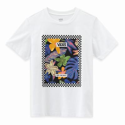 Women's Vans Border Box Trop T Shirts White | USA30278