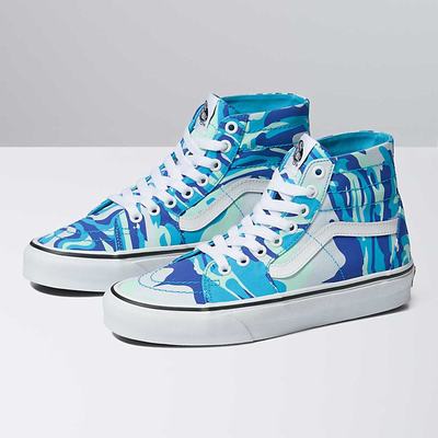 Women's Vans Bright Vibrations Sk8-Hi Tapered Sneakers Blue / White | USA47309