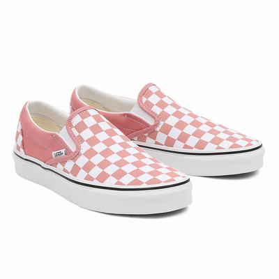 Women's Vans Checkerboard Classic Slip On Shoes Pink | USA93142