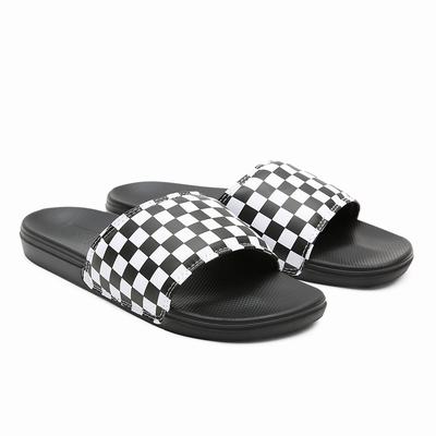 Women's Vans Checkerboard La Costa Slip On Shoes Black / White | USA73049