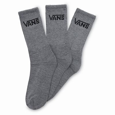 Women's Vans Classic Crew (3 pairs) Socks Grey | USA26394