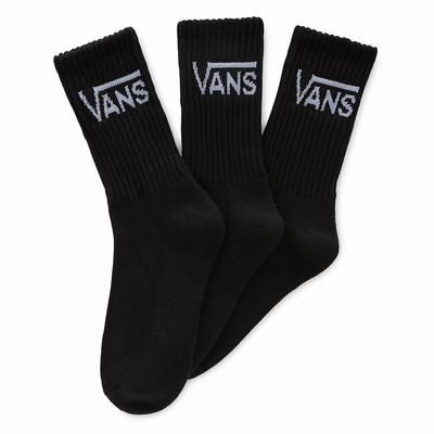 Women's Vans Classic Crew (3 pairs) Socks Black / White | USA74156