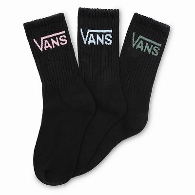 Women's Vans Classic Crew (3 pairs) Socks Black | USA78194