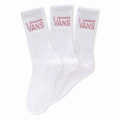 Women's Vans Classic Crew (3 pairs) Socks White | USA80934