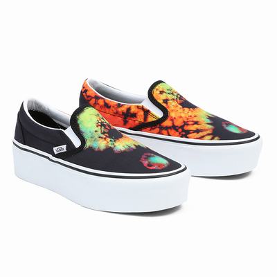 Women's Vans Classic Slip-On Stackform Slip On Shoes Black / Multicolor | USA36584