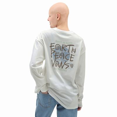 Women's Vans Earth Peace Vans Oversized Long Sleeve T Shirts White | USA48256