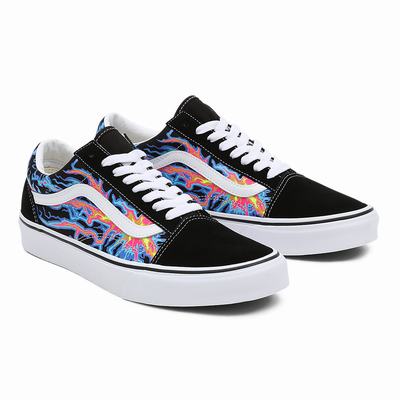 Women's Vans Electric Flame Old Skool Sneakers Black / Multicolor | USA28573