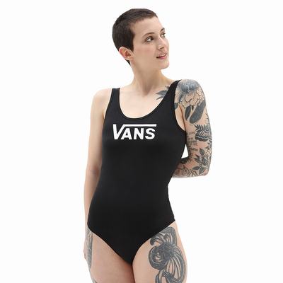 Women's Vans Flying V Body Suit T Shirts Black | USA92381