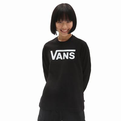 Women's Vans Flying V Classic Long Sleeve T Shirts Black | USA72086