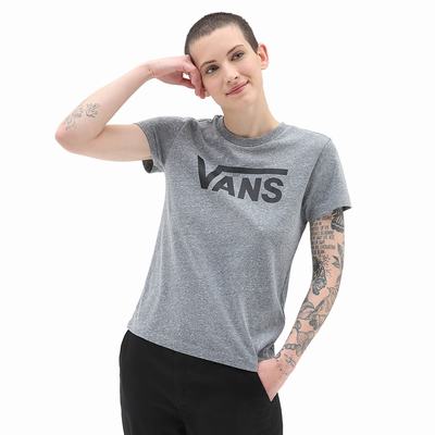 Women's Vans Flying V Crew T Shirts Grey | USA93128