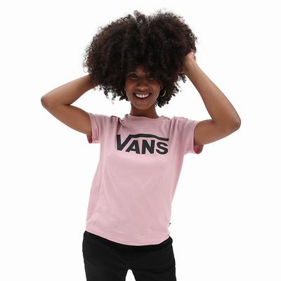 Women's Vans Flying V Crew T Shirts Pink | USA69205