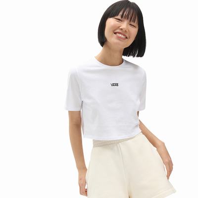 Women's Vans Flying V Crop Crew Sport T Shirts White | USA31026