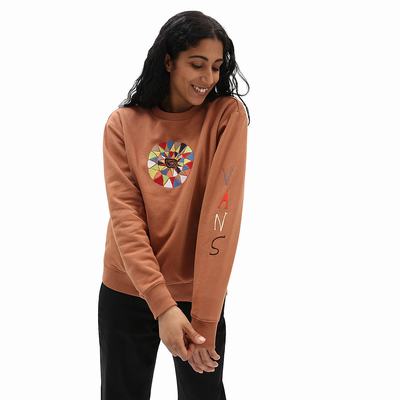 Women's Vans Hanna Scott Crew Sweatshirts Brown | USA91273