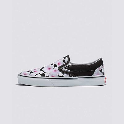 Women's Vans Hibiscus Check Classic Slip-On Sneakers Black | USA95683