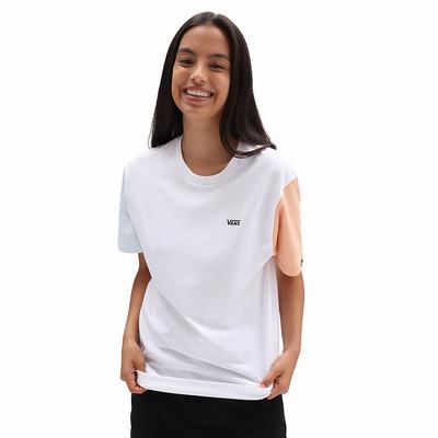 Women's Vans Left Chest Colorblock T Shirts White | USA94067