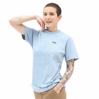 Women's Vans Left Chest Logo T Shirts Blue | USA91825