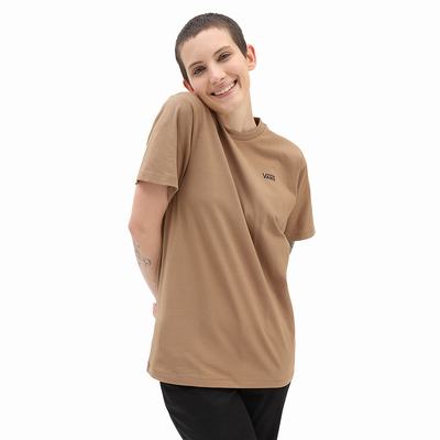 Women's Vans Left Chest Logo T Shirts Brown | USA24719