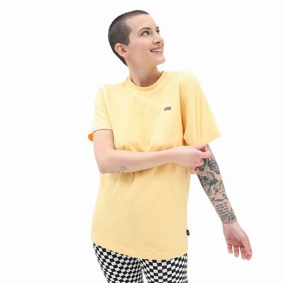 Women's Vans Left Chest Logo T Shirts Yellow | USA24601