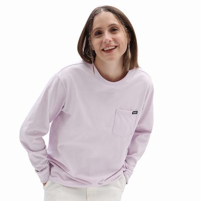 Women's Vans Long Sleeve OTW Pocket T Shirts Pink | USA79085