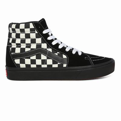 Women's Vans Mixed Media ComfyCush Sk8-Hi Sneakers Black | USA71842