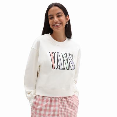 Women's Vans Mixed Up Gingham Cropped Crew Sweatshirts White | USA72018