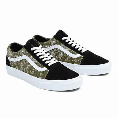 Women's Vans Old Skool Sneakers Black / Green | USA97316