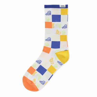 Women's Vans Paisley Check Floral Crew Socks White | USA84713