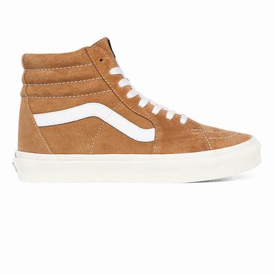 Women's Vans Pig Suede Sk8-Hi Sneakers Brown | USA89312