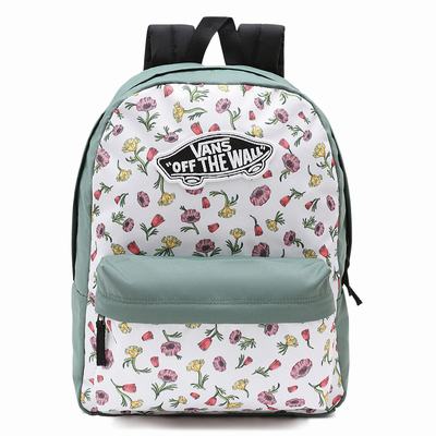 Women's Vans Realm Backpacks Green / White | USA37145