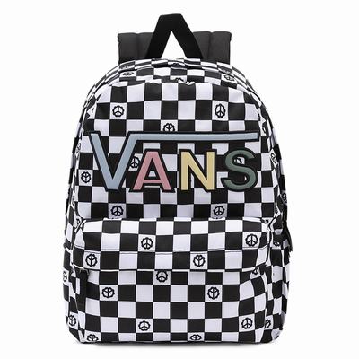 Women's Vans Realm Flying V Backpacks Black / White | USA16450