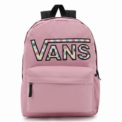 Women's Vans Realm Flying V Backpacks Pink | USA53028