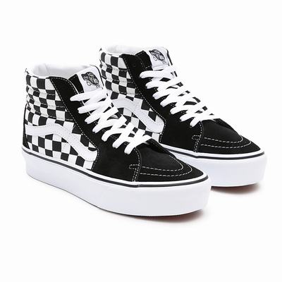 Women's Vans SK8-Hi Platform 2.0 Platform Shoes Black / White | USA58041