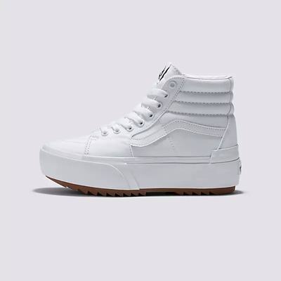 Women's Vans Sk8-Hi Stacked Suede/Canvas Sneakers White | USA39216