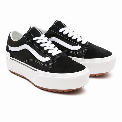 Women's Vans Suede/Canvas Old Skool Stacked Sneakers Black | USA64209