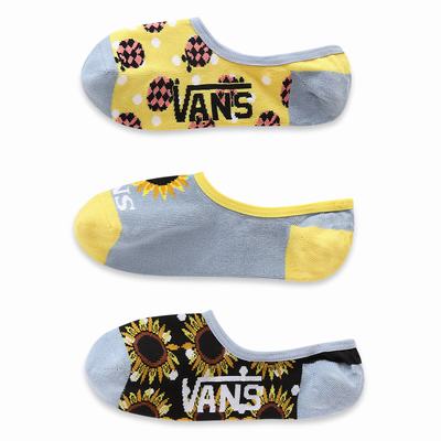 Women's Vans Sunflower Mix Canoodle (3 pairs) Socks Black / White | USA78190