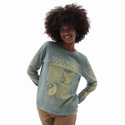 Women's Vans Symbolism Long Sleeve BFF T Shirts Green | USA61723