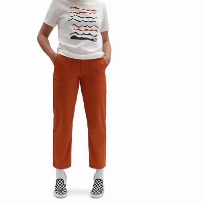 Women's Vans Textured Waves Pants White / Orange | USA02546