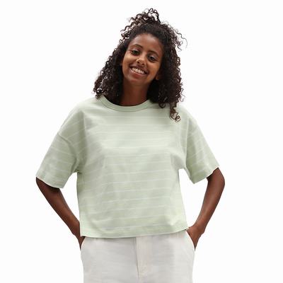 Women's Vans Time Off Stripe T Shirts Green | USA39851