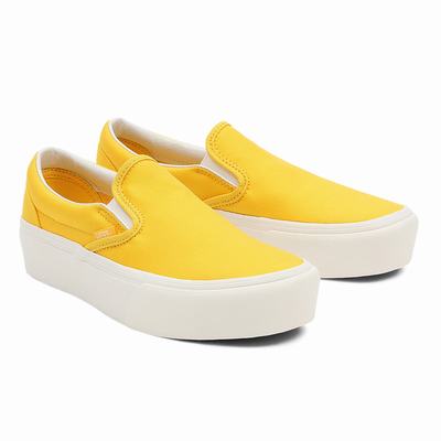 Women's Vans Twill Classic Slip-On Platform Slip On Shoes Yellow | USA85926