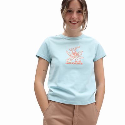 Women's Vans X CURREN X KNOST MINI TEE AQUATIC T Shirts Blue | USA65789