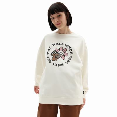 Women's Vans Zen Vibes Oversized Crew Sweatshirts White | USA08165